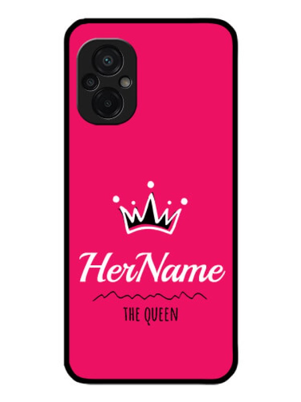 Custom Poco M5 Glass Phone Case Queen with Name
