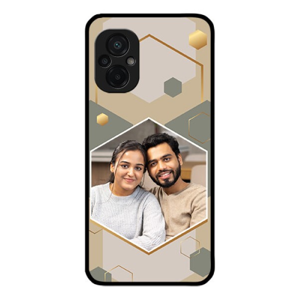 Poco M5 Photo Printing on Glass Case - Stylish Hexagon Pattern Design Poco M5 Photo Printing on Glass Case - Stylish Hexagon Pattern Design