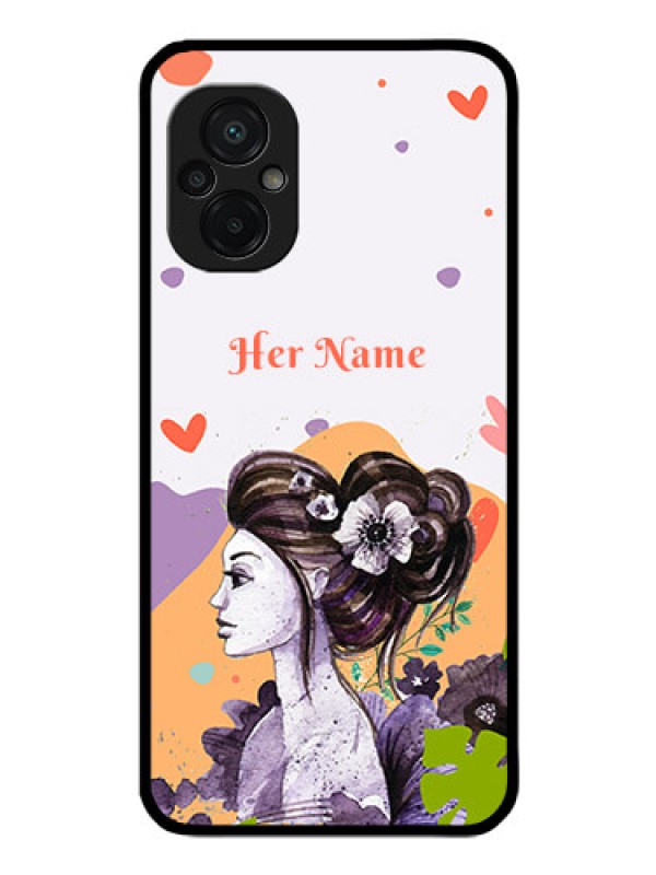 Custom Poco M5 Personalized Glass Phone Case - Woman And Nature Design