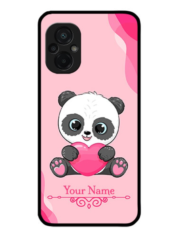 Custom Poco M5 Custom Glass Mobile Case - Cute Panda Design