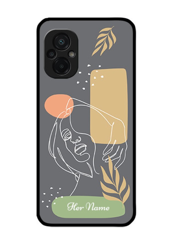 Poco M5 Custom Glass Phone Case - Gazing Woman line art Design