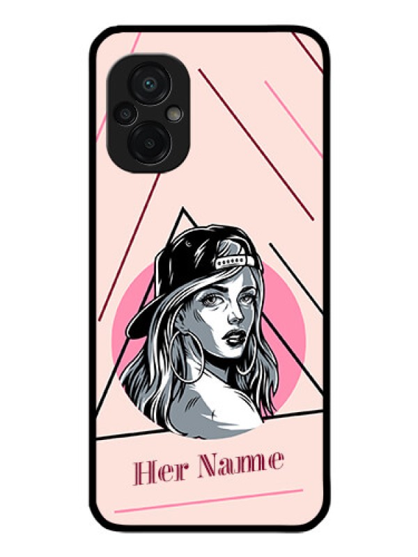 Custom Poco M5 Personalized Glass Phone Case - Rockstar Girl Design