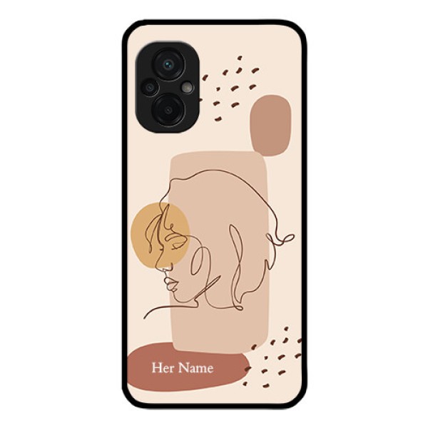 Poco M5 Photo Printing on Glass Case - Calm Woman line art Design Poco M5 Photo Printing on Glass Case - Calm Woman line art Design