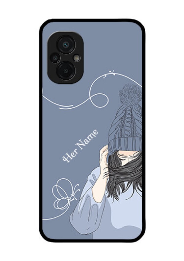Poco M5 Custom Glass Mobile Case - Girl in winter outfit Design
