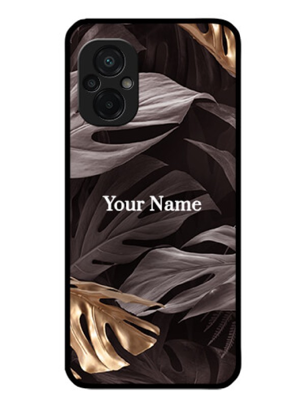Custom Poco M5 Personalised Glass Phone Case - Wild Leaves digital paint Design
