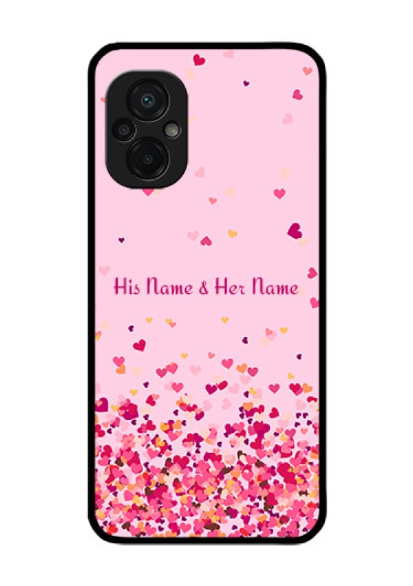 Poco M5 Photo Printing on Glass Case - Floating Hearts Design