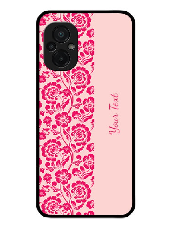 Custom Poco M5 Custom Glass Phone Case - Attractive Floral Pattern Design