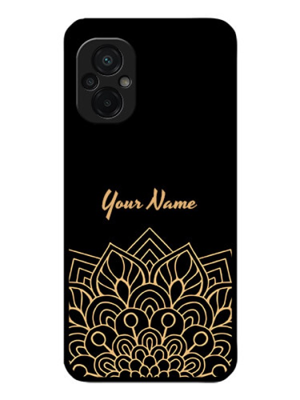 Custom Poco M5 Custom Glass Phone Case - Golden mandala Design
