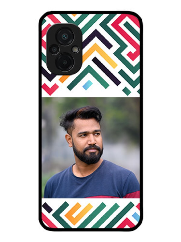 Custom Poco M5 Personalized Glass Phone Case - Colorful Maze Pattern Design