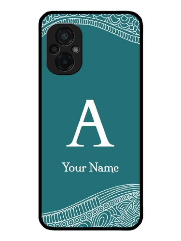 Custom Poco M5 Personalized Glass Phone Case - line art pattern with custom name Design
