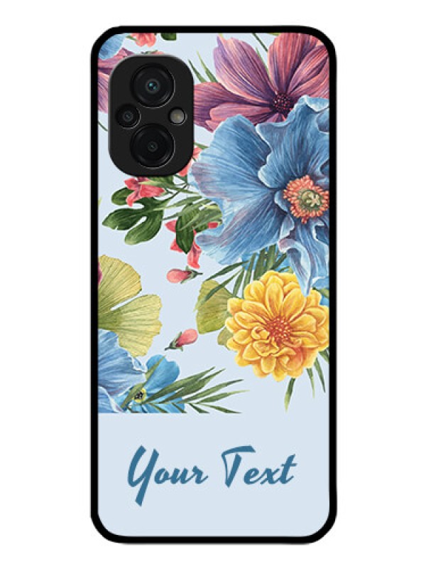 Custom Poco M5 Custom Glass Mobile Case - Stunning Watercolored Flowers Painting Design