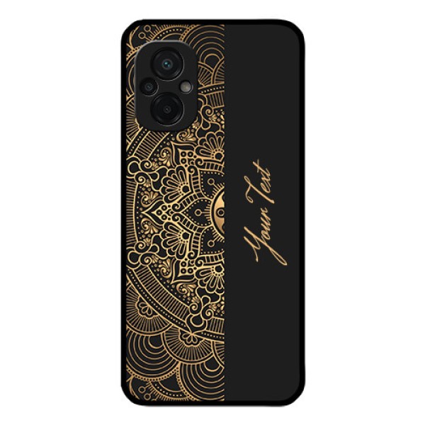Poco M5 Photo Printing on Glass Case - Mandala art with custom text Design Poco M5 Photo Printing on Glass Case - Mandala art with custom text Design