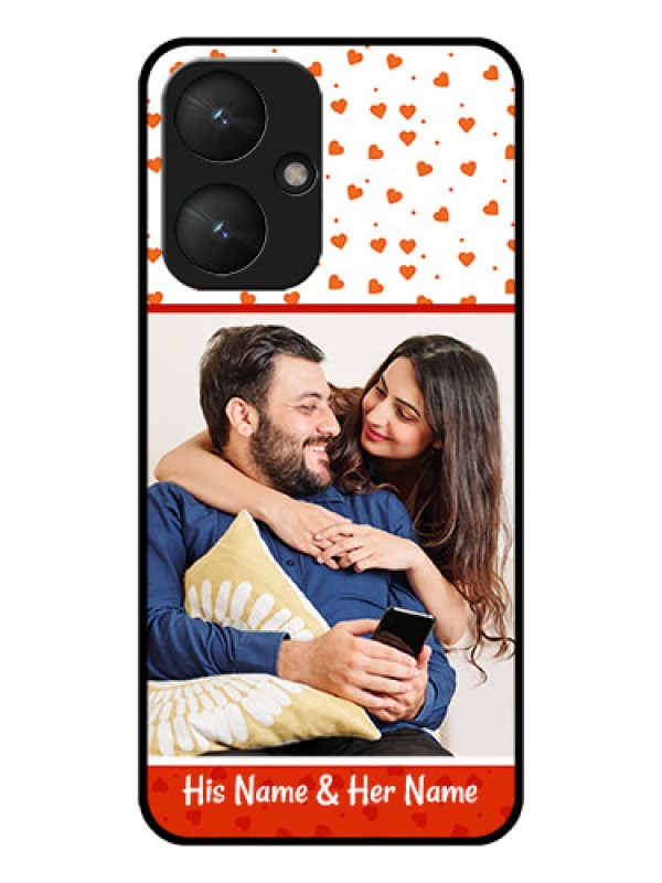 Custom Poco M6 5G Custom Glass Phone Case - Orange Love Symbol Design