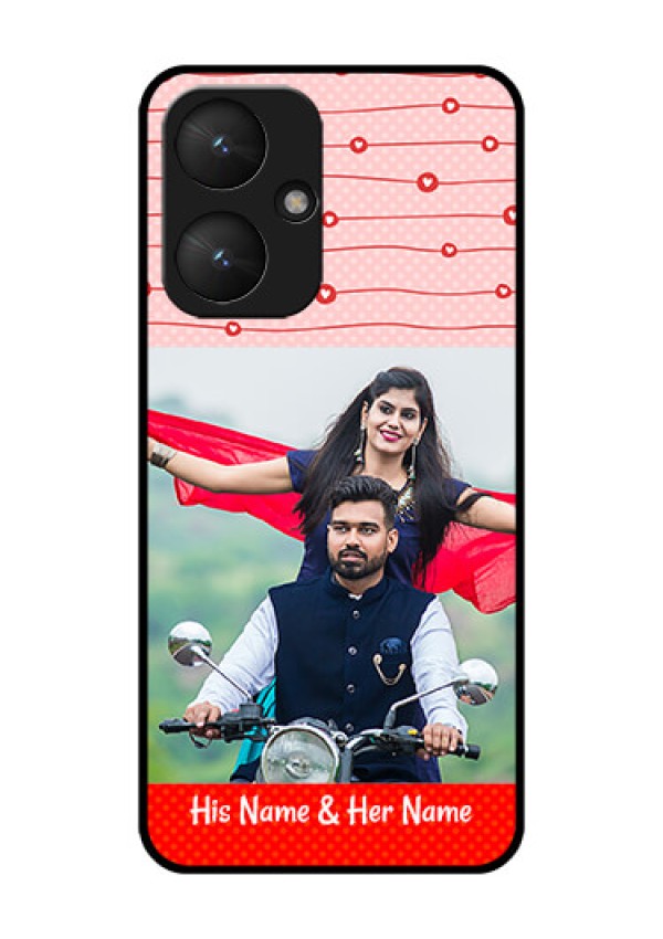 Poco M6 5G Custom Glass Phone Case - Red Pattern Case Design