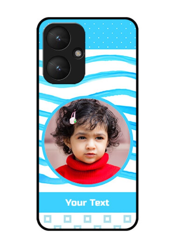 Poco M6 5G Custom Glass Phone Case - Simple Blue Case Design
