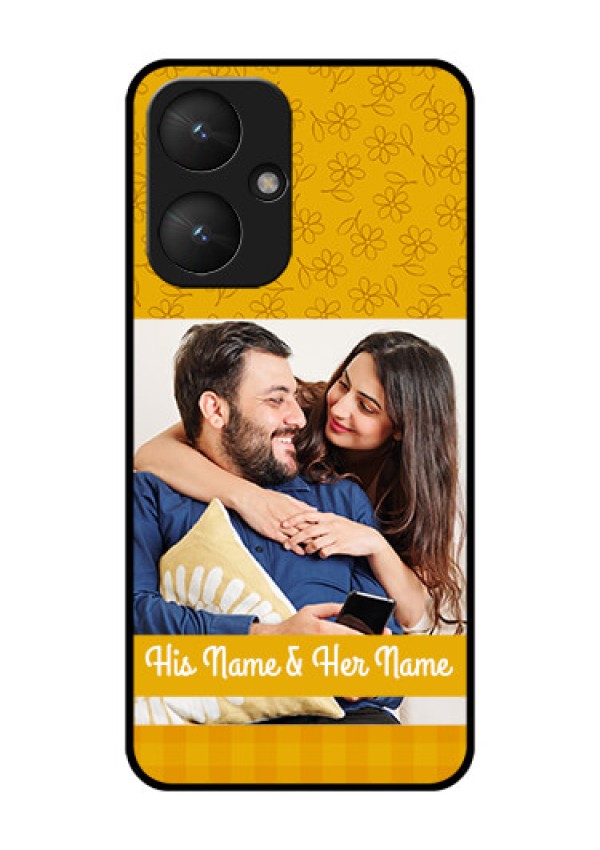 Poco M6 5G Custom Glass Phone Case - Yellow Floral Design