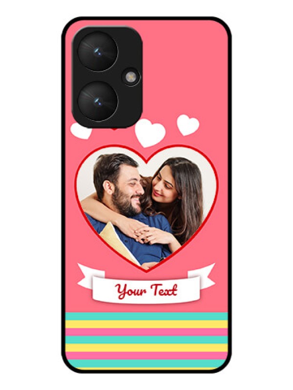 Custom Poco M6 5G Custom Glass Phone Case - Love Shapes Doodle Design