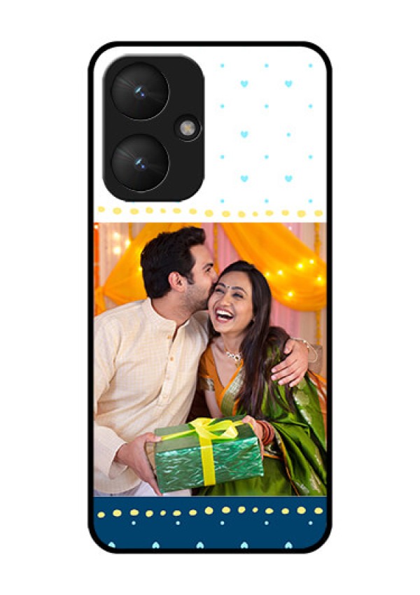 Poco M6 5G Custom Glass Phone Case - White And Blue Abstract Design