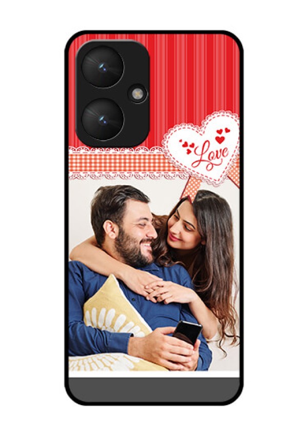 Poco M6 5G Custom Glass Phone Case - Red Love Pattern Design
