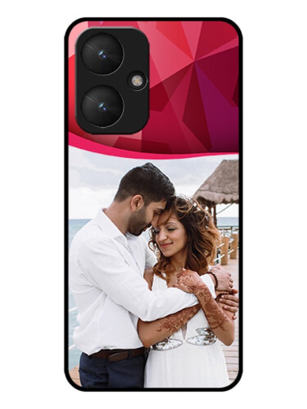 Custom Poco M6 5G Custom Glass Phone Case - Red Abstract Design