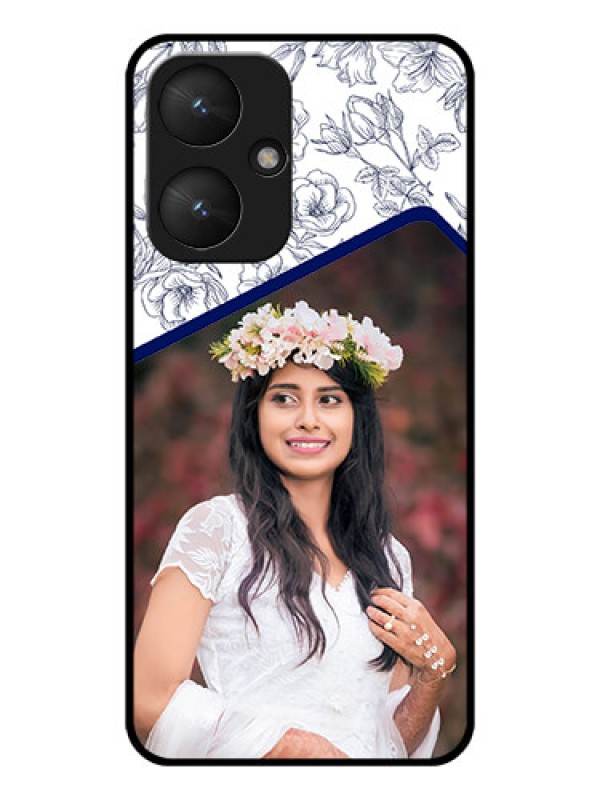 Custom Poco M6 5G Custom Glass Phone Case - Classy Floral Design