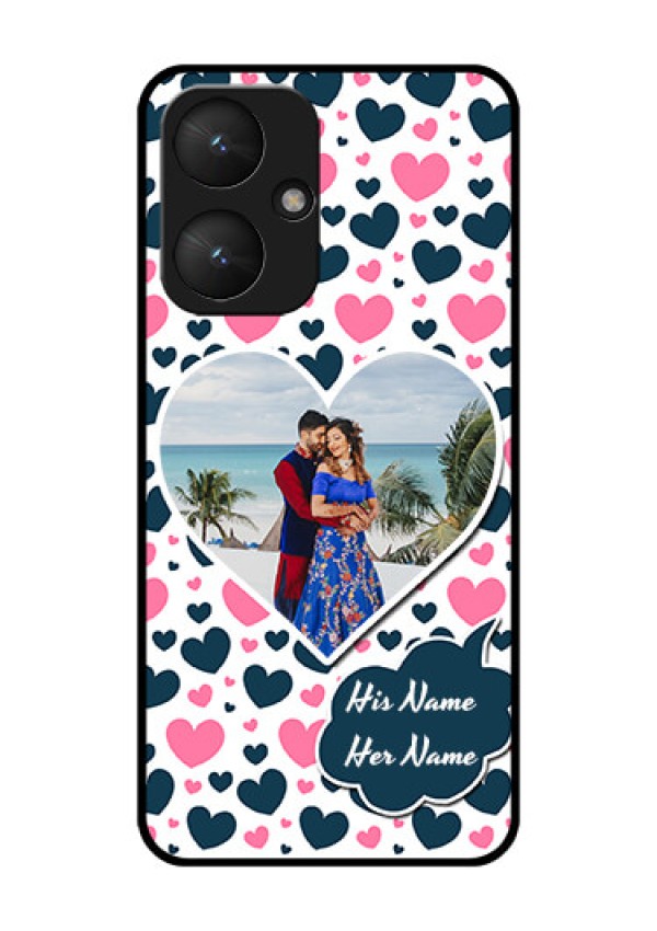Poco M6 5G Custom Glass Phone Case - Pink & Blue Heart Design