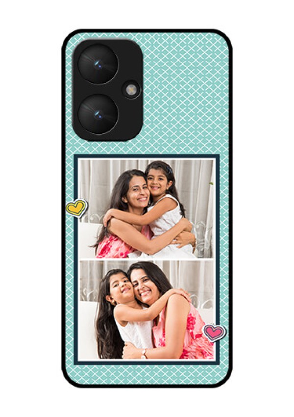 Poco M6 5G Custom Glass Phone Case - 2 Image Holder With Pattern Design