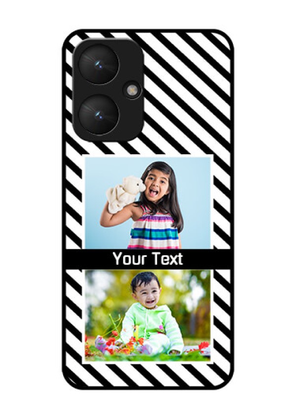 Poco M6 5G Custom Glass Phone Case - Black And White Stripes Design