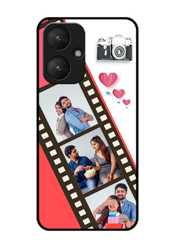 Poco M6 5G Custom Glass Phone Case - 3 Image Holder With Film Reel