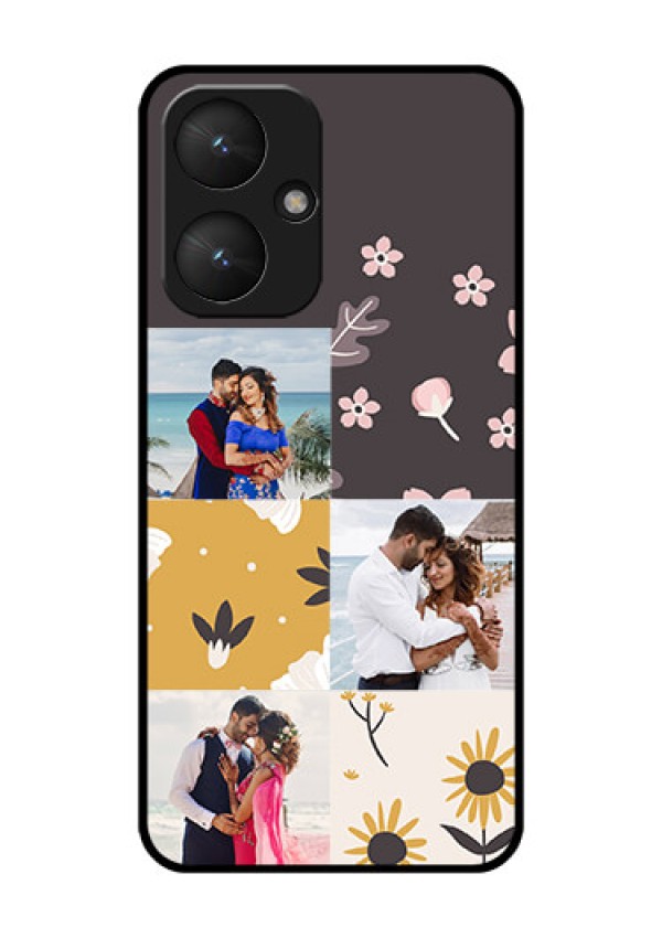 Poco M6 5G Custom Glass Phone Case - 3 Images With Floral Design
