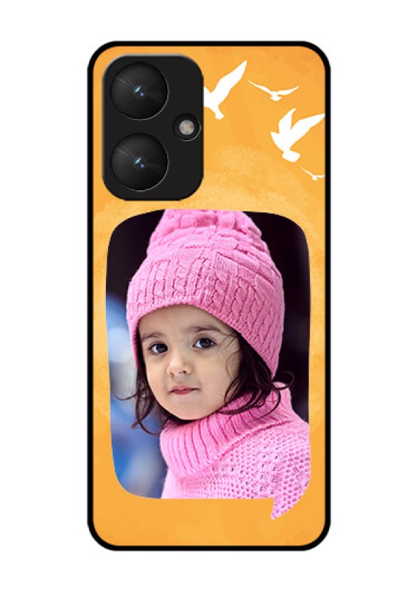 Poco M6 5G Custom Glass Phone Case - Water Color Design With Bird Icons