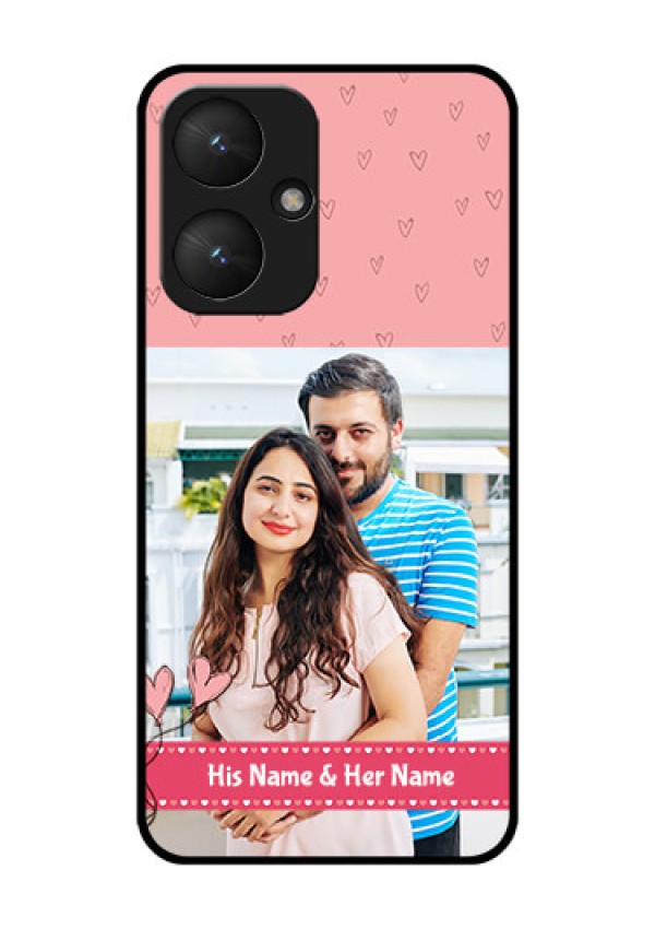 Poco M6 5G Custom Glass Phone Case - Love Design Peach Color