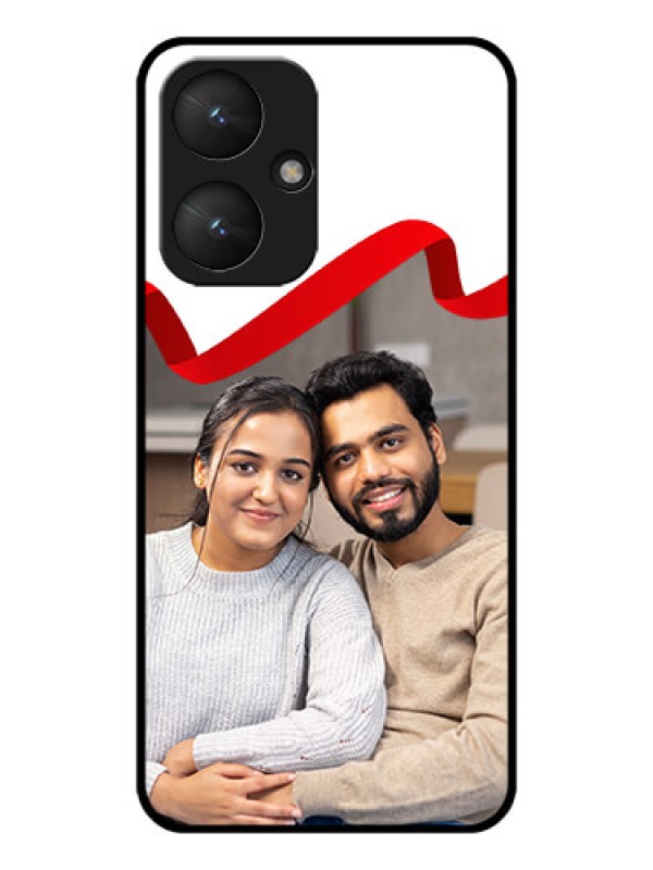 Custom Poco M6 5G Custom Glass Phone Case - Red Ribbon Frame Design