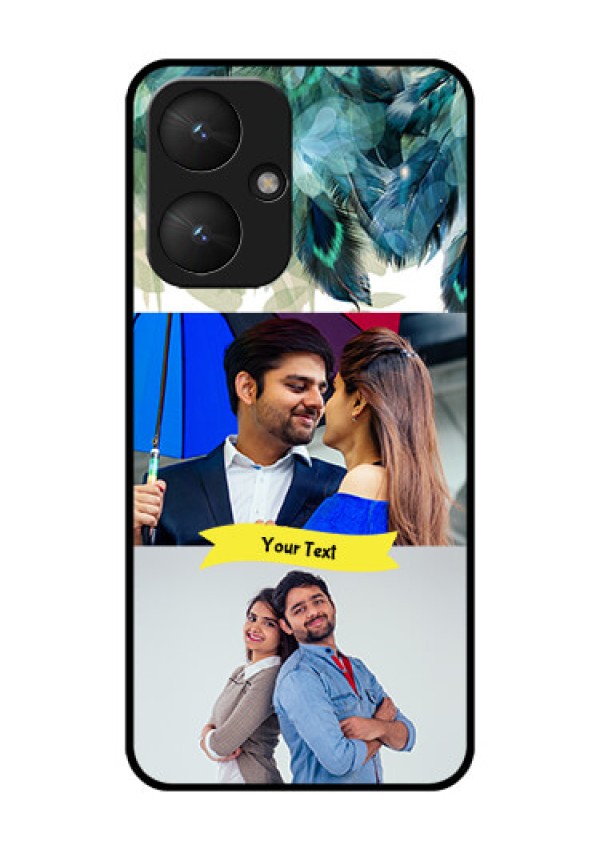 Poco M6 5G Custom Glass Phone Case - Image With Boho Peacock Feather Design