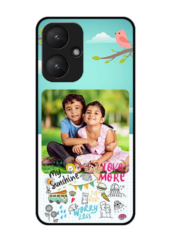 Poco M6 5G Custom Glass Phone Case - Doodle Love Design