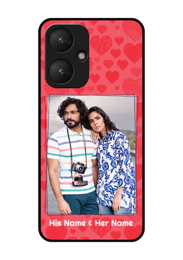 Poco M6 5G Custom Glass Phone Case - With Red Heart Symbols Design