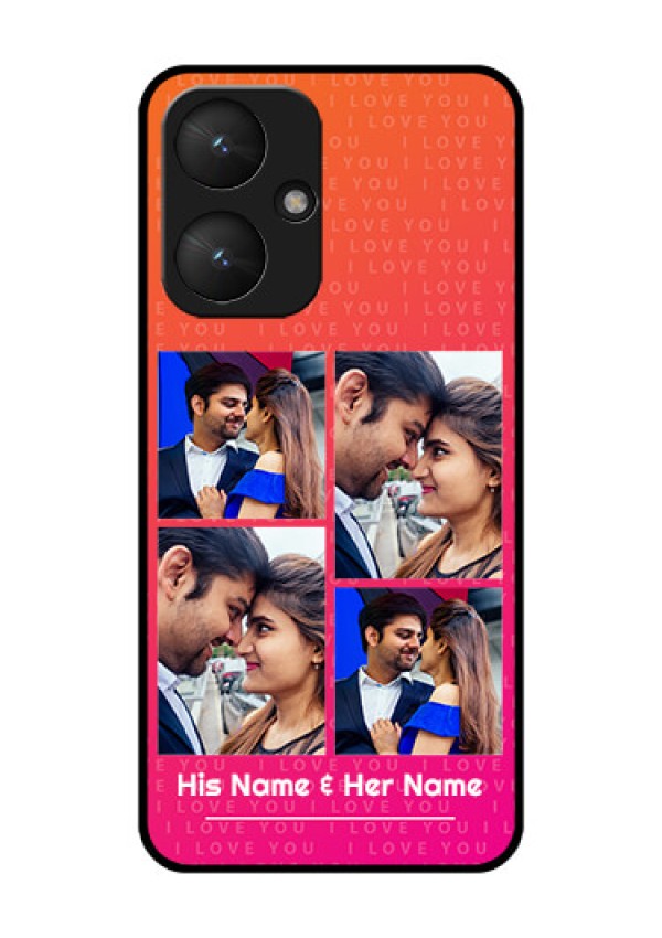 Poco M6 5G Custom Glass Phone Case - I Love You Pink Design