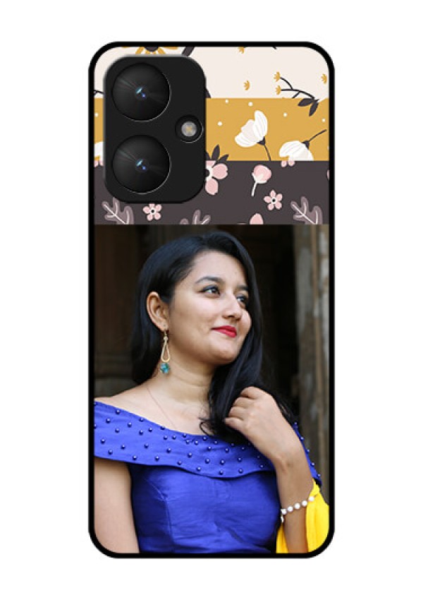 Poco M6 5G Custom Glass Phone Case - Stylish Floral Design