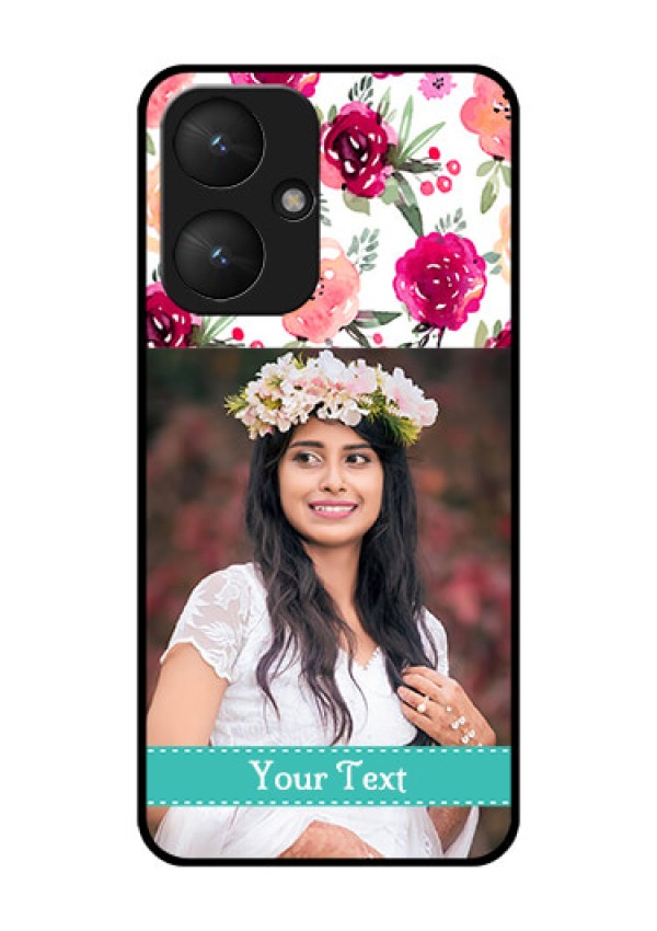 Poco M6 5G Custom Glass Phone Case - Water Colors Floral Design