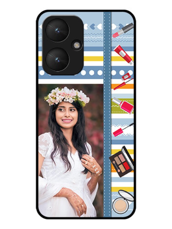 Custom Poco M6 5G Custom Glass Phone Case - Makeup Icons Design