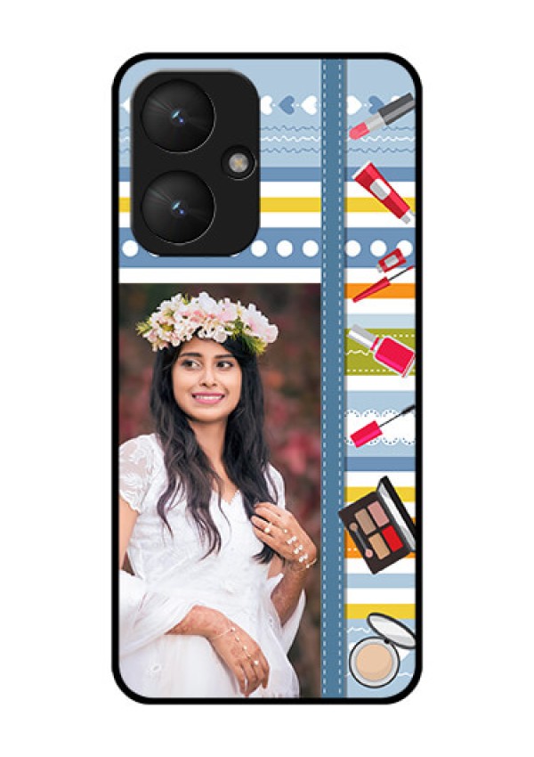 Poco M6 5G Custom Glass Phone Case - Makeup Icons Design