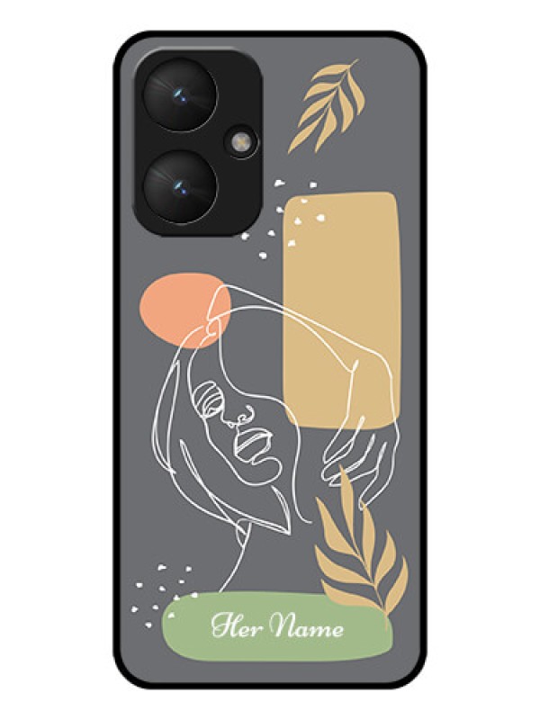 Custom Poco M6 5G Custom Glass Phone Case - Gazing Woman Line Art Design