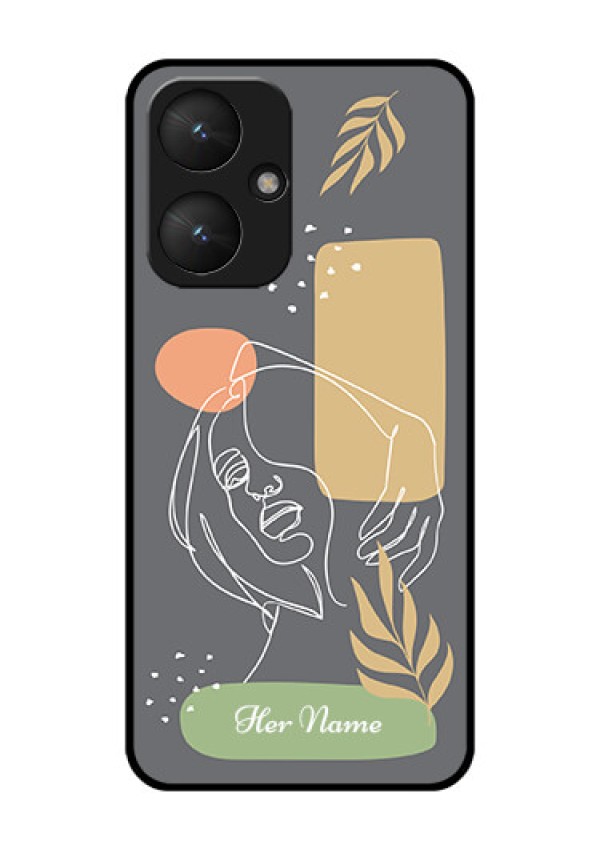 Poco M6 5G Custom Glass Phone Case - Gazing Woman Line Art Design