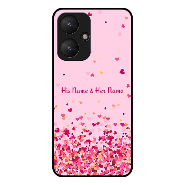 Poco M6 5G Custom Glass Phone Case - Floating Hearts Design