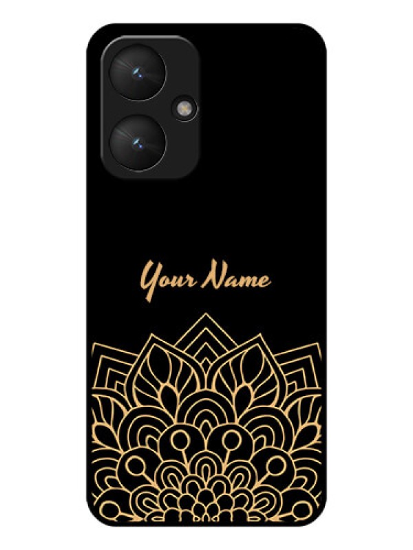 Custom Poco M6 5G Custom Glass Phone Case - Golden Mandala Design