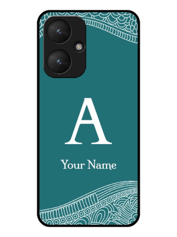 Custom Poco M6 5G Custom Glass Phone Case - Line Art Pattern With Custom Name Design