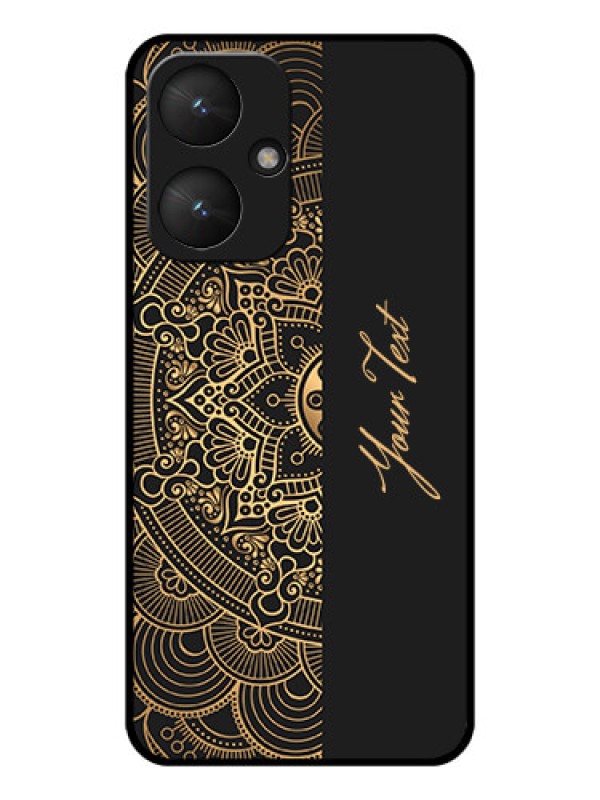 Custom Poco M6 5G Custom Glass Phone Case - Mandala Art With Custom Text Design