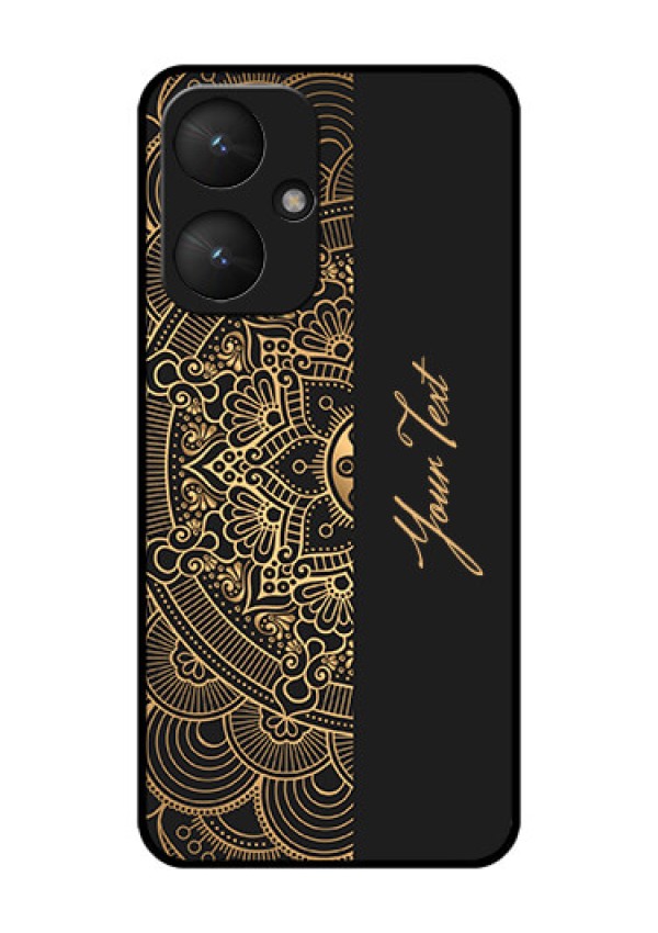 Poco M6 5G Custom Glass Phone Case - Mandala Art With Custom Text Design