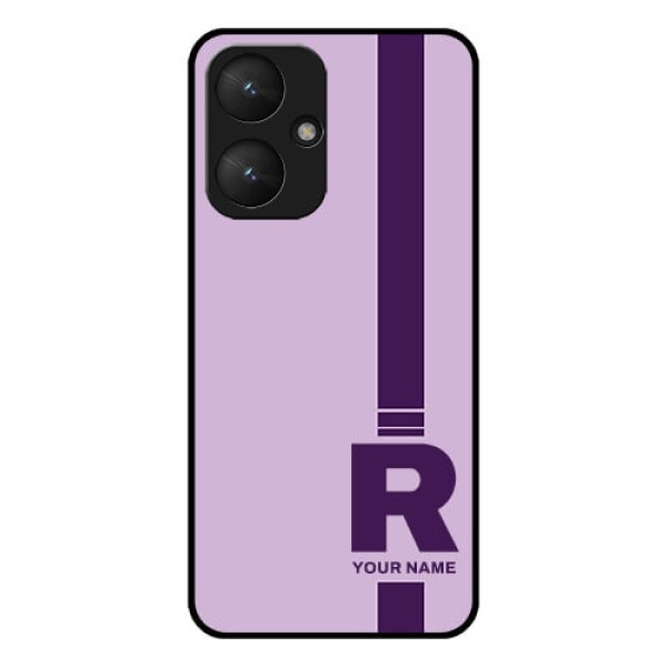 Poco M6 5G Custom Glass Phone Case - Simple Dual Tone Stripe With Name Design