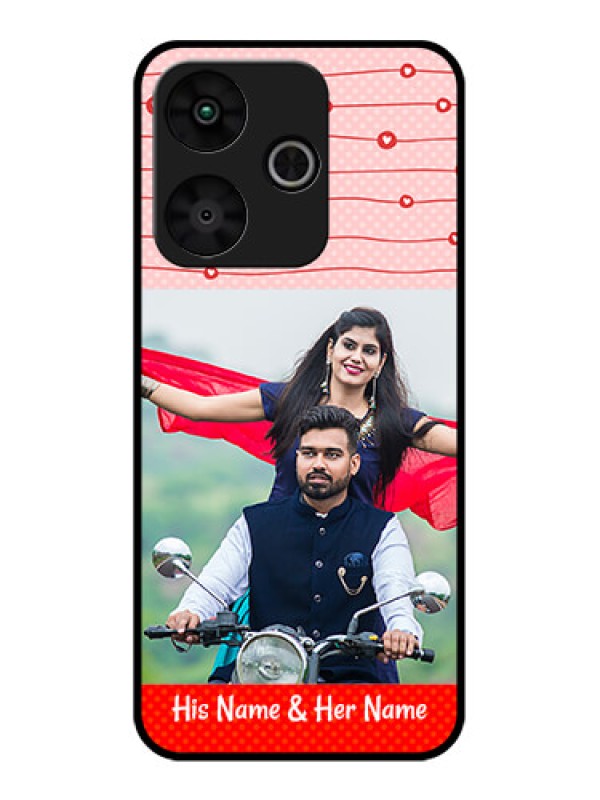 Custom Poco M6 Plus 5G Custom Glass Phone Case - Red Pattern Case Design